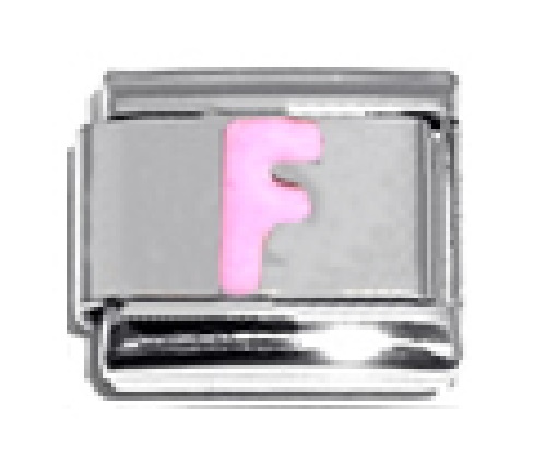 Pink Letter F - 9mm Italian charm - Click Image to Close